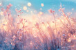 © Aleena  - Beautiful macro shot of frozen flowers and grasses in winter, with a bokeh background.