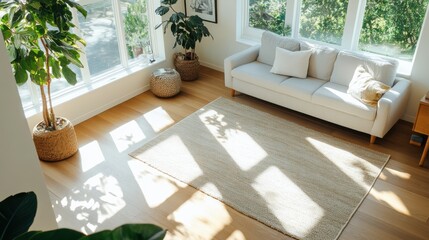 Poster - Cozy living room interior design modern home photography bright environment aerial view comfort and style