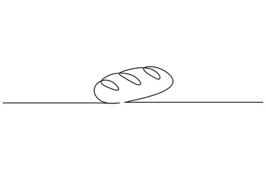 Fototapete - Bread one line drawing, One continuous line drawing of long loaf bread, single line drawing of bread. Minimalist design for bakery and food themes.