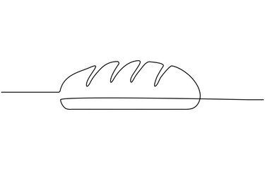 Fototapete - Bread one line drawing, One continuous line drawing of long loaf bread, single line drawing of bread. Minimalist design for bakery and food themes.