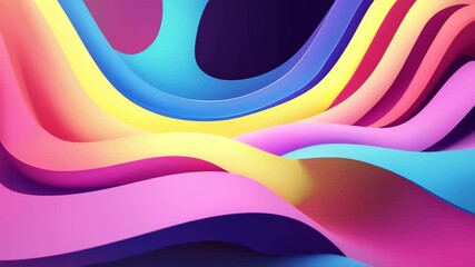 Poster - Dynamic Abstract Animation of Flowing Wavy Lines in Vibrant Gradient Colors