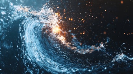 Poster - Dynamic ocean wave action seascape visual art turbulent environment close-up view water concept