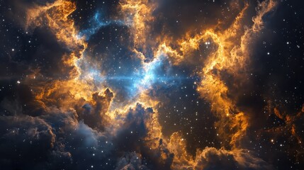 Poster - Celestial explosion of color outer space digital art cosmic environment wide-angle view nebula concept
