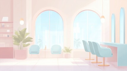 Poster - minimalistic beauty salon illustration featuring different styles and clean image design