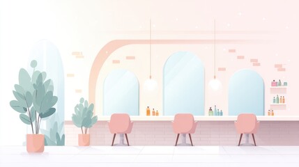Poster - minimalistic beauty salon illustration featuring different styles and clean image design