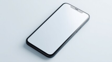 Poster - sleek minimalistic smartphone mockup with blank screen lies on plain background offering ample copy space