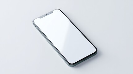 Poster - sleek minimalistic smartphone mockup with blank screen lies on plain background offering ample copy space