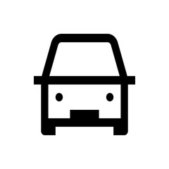 Poster - simple front view car icon with black outline and headlights and bumper design on a white background