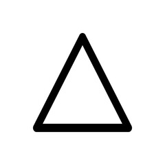 Poster - Illustration of a simple black outlined triangle shape with rounded corners on a plain white background space