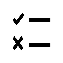 Poster - A visual representation of a check mark and cross mark with horizontal lines in a black and white design scheme