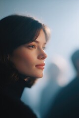 Poster - capture studio shot with sharply focused subject in foreground while individuals in background are artistically blurred