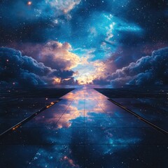 Poster - Cosmic journey through starry skies digital art surreal environment open viewpoint infinite possibilities