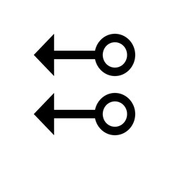 Aufkleber - Two black arrows pointing left with circles on the right side in a simple graphic design style image