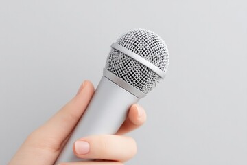 Aufkleber - close-up of hand holding karaoke microphone