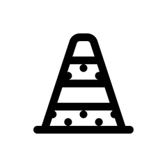 Poster - Illustration of a black traffic cone with horizontal stripes and circular dots on a white background