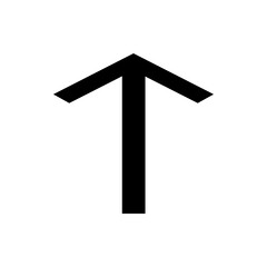 Poster - A simple black arrow pointing upwards on a white background in a minimalist style and clean presentation style