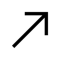Poster - black arrow pointing diagonally upwards to the right on a white background in a simple minimalist st