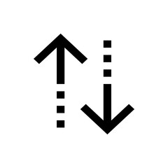 Poster - Arrows pointing up and down with dotted lines indicating direction of movement in black and white style