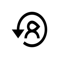 Poster - Black silhouette of a stylized person inside a circular arrow pointing to the left direction icon design