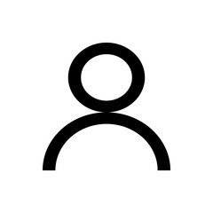 Poster - A simple black and white icon depicting a person with a circular head and curved body outline shape