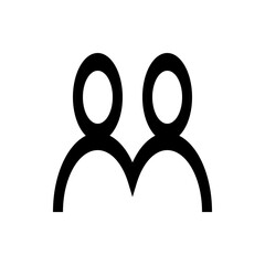 Poster - Illustration of two connected figures with circular heads and curved bodies in a simple black outline design