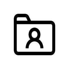 Poster - Illustration of a black outlined folder icon containing a simple person silhouette in the center space