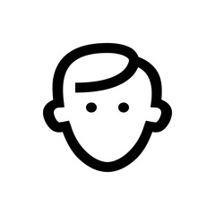 Poster - Simple facial outline of a person with short hair and ears, featuring two eyes as black circles, isolated