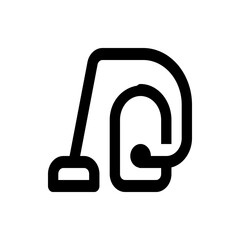Poster - Illustration of a vacuum cleaner with a visible hose and cleaning head in a simple black outline style
