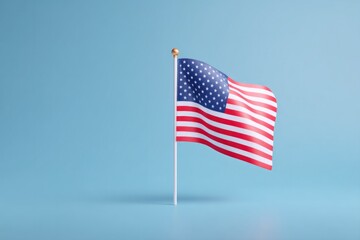 Poster - minimalistic image of single american flag on smooth solid color background symbolizing independence day