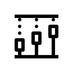 Poster - Illustration of a simple three object hanging system with a horizontal bar and vertical supports design