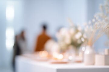 Aufkleber - minimalistic themed party with blurred people in background