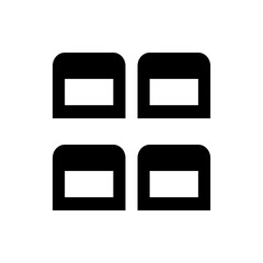 Poster - Illustration of four black rectangular shapes with rounded corners arranged in a square grid pattern
