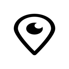 Poster - Black and white location pin icon with an eye inside indicating surveillance or observation point location