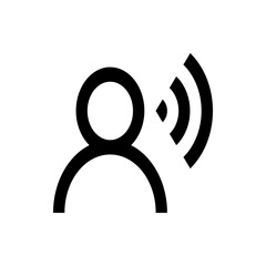 Poster - Illustration of a person icon with circular head and curved body emitting three curved signal waves