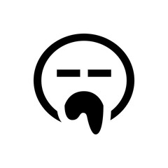 Poster - A simple black and white drawing of a face with a drool and two horizontal lines for eyes and a circle