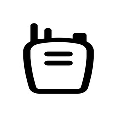 Poster - Illustration of a black outline walkie talkie with two antennas and two horizontal lines in the center
