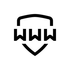 Poster - Black shield containing three www letters in a bold font on a white background in a simple logo design