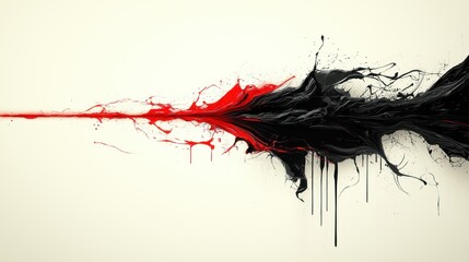 Fototapete - Abstract red black paint splashes