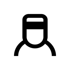 Poster - Illustration of a person icon with a rectangular head covering and rounded shoulders in black and white
