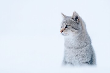 Poster - minimalistic street cat isolated on clean white background perfect for urban lifestyle themes