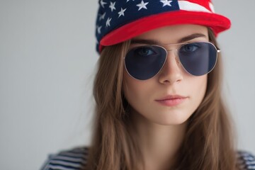 Poster - portrait of person of any race age or gender representing independence day usa with minimalistic elements