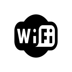 Poster - Illustration of a wifi symbol with a black background and white text indicating wireless internet access