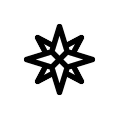 Poster - stylized eight pointed star with overlapping arms and rounded edges in a minimalist black outline st