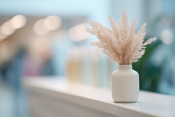 Aufkleber - serene beauty salon interior with minimalistic design blurred figures in background abundant copy sp
