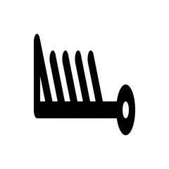 Poster - A graphic representation of a comb with thick teeth and a circular handle on the right side design is black