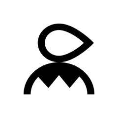 Poster - Abstract black symbol featuring a teardrop shape above an arc with two peaks on a white background space