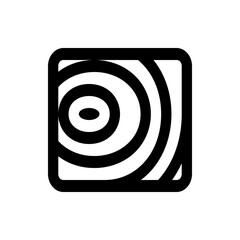 Poster - Abstract rounded rectangle containing concentric oval shapes in a minimalist black and white design style