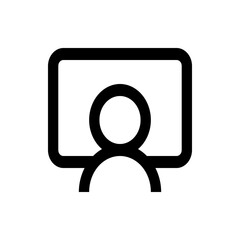 Poster - Illustration of a person with a circular head and shoulders inside a rounded rectangular frame outline design