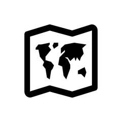 Poster - Black and white illustration of a folded map depicting continents and geographical features clearly visible