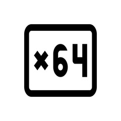 Poster - Illustration of a rounded rectangle containing an asterisk and the number sixty four in a bold font
